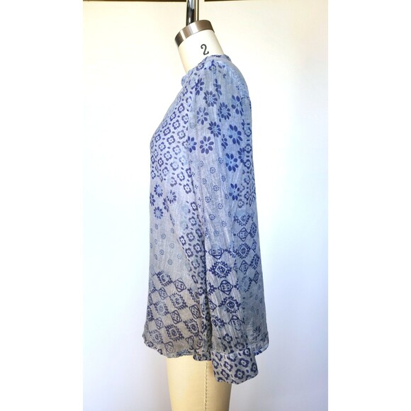 Cotton Indian Long Sleeves Blouse Sheer Floral Ethnic Boho Gypsy Paper Thin - Picture 4 of 8